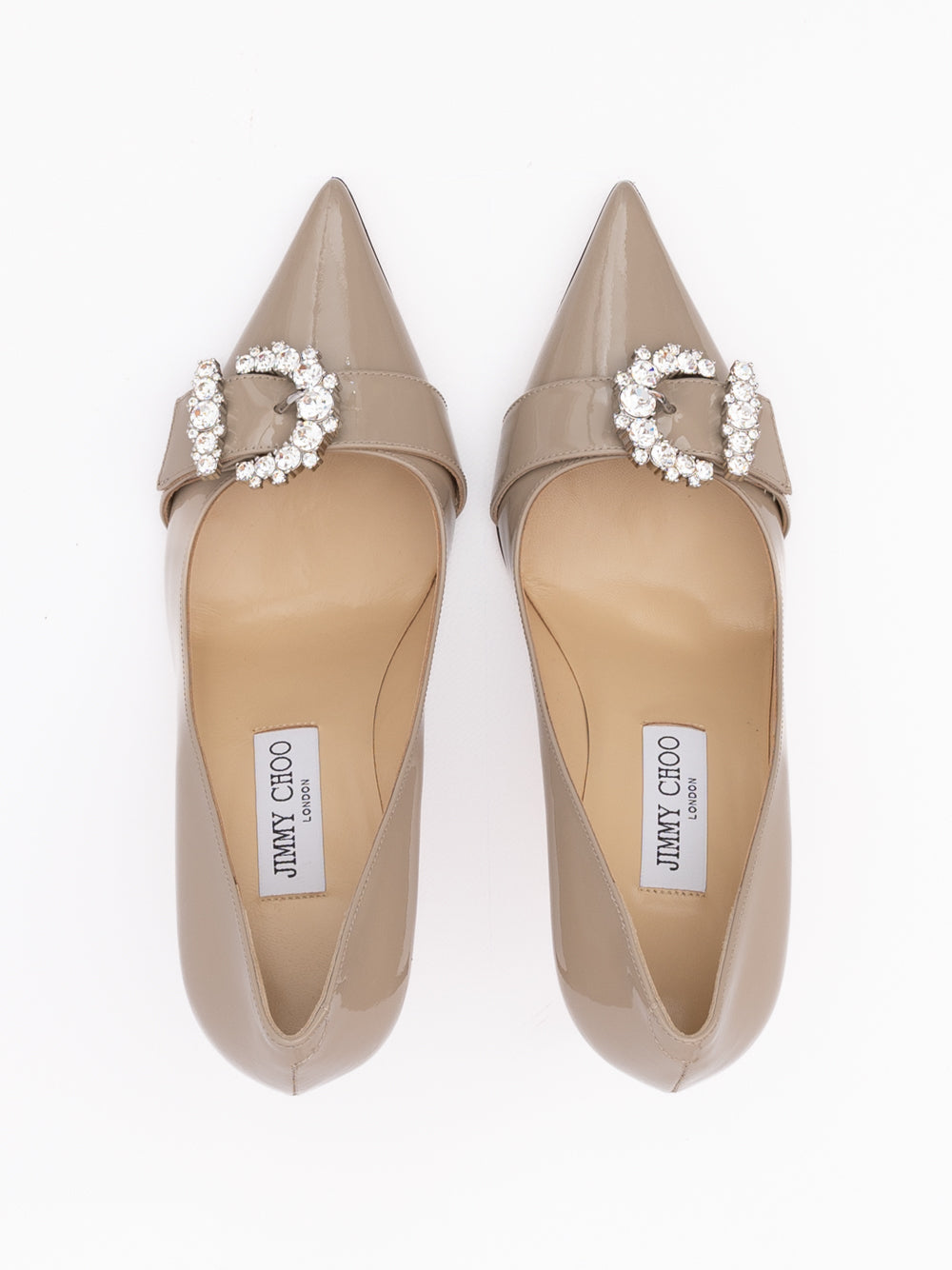 Jimmy Choo Taupe Grey Patent Leather High-Heel Pumps