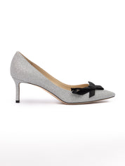 Jimmy Choo Silver Glitter Fabric Romy 60 Pumps