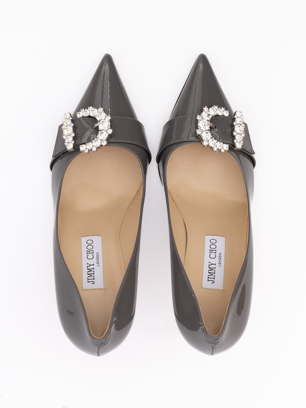 Jimmy Choo Storm Grey Patent Leather Pumps