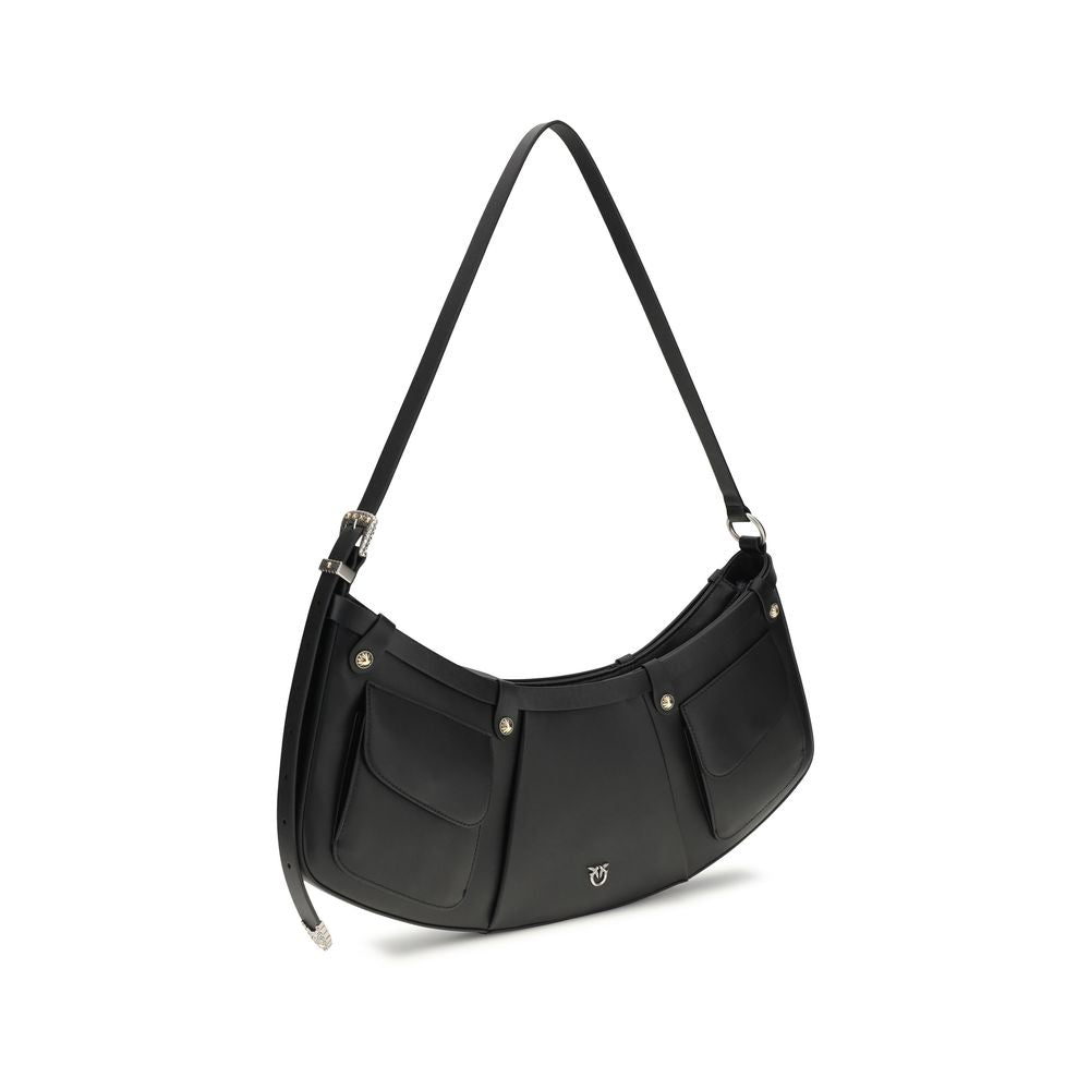 PINKO Black Calf Leather Shoulder Bag