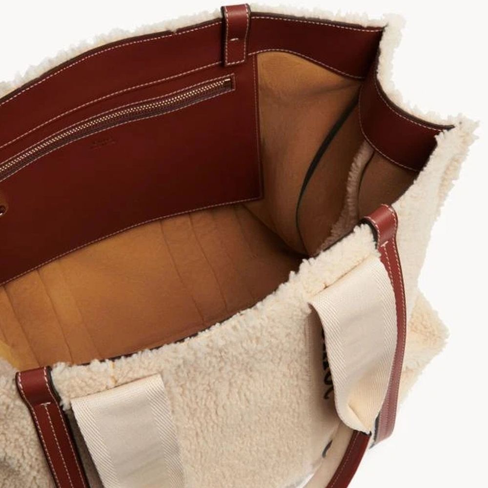 Chloé Beige Shearling Tote Bag