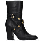 Versace Black Leather High-Heel Ankle Boots