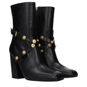 Versace Black Leather High-Heel Ankle Boots