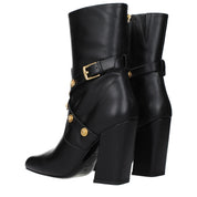 Versace Black Leather High-Heel Ankle Boots