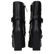 Versace Black Leather High-Heel Ankle Boots