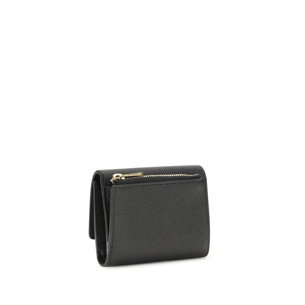 Ferragamo Black Calf Leather Trifold Wallet