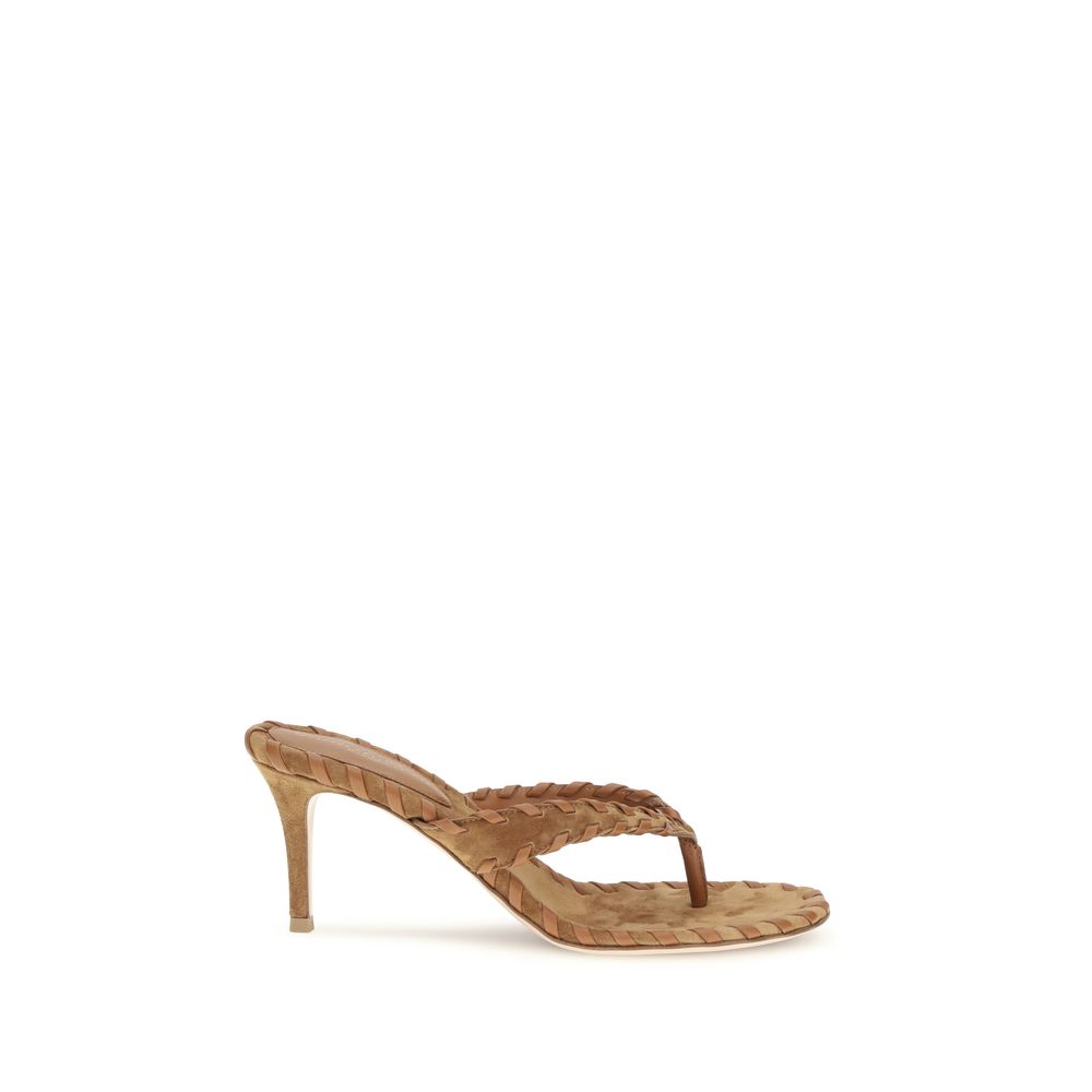 Gianvito Rossi Beige Suede Stiletto Heel Sandals