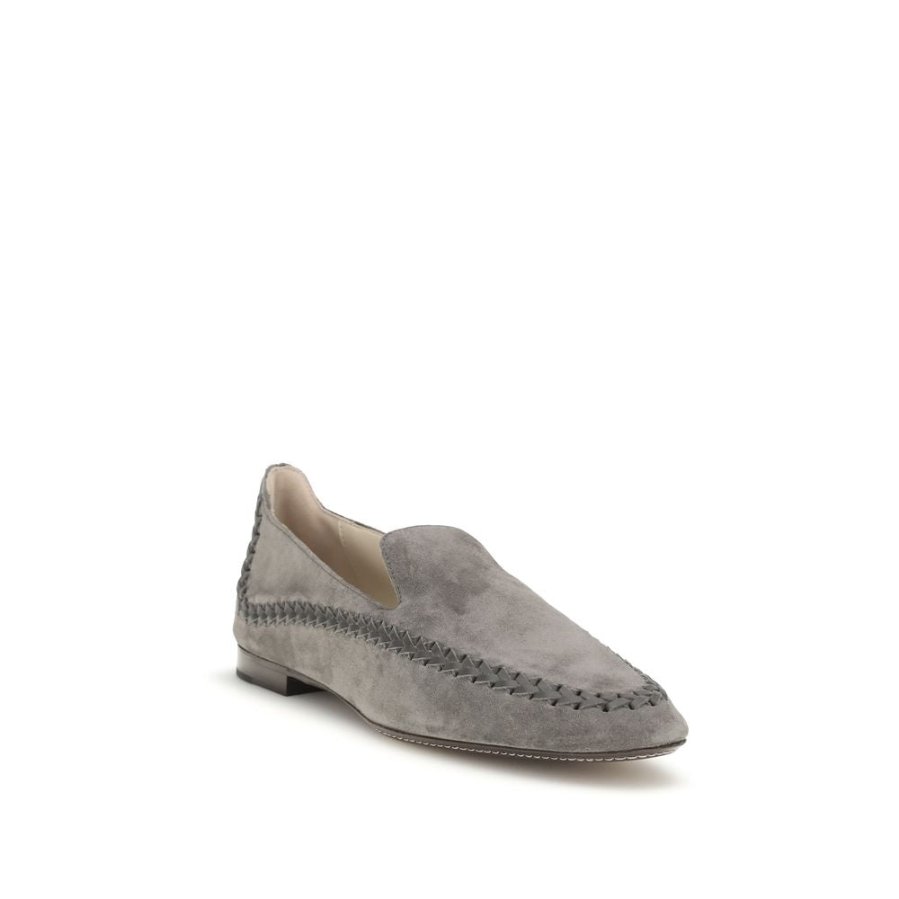 Giorgio Armani Gray Calf Leather Slip-On Loafers