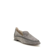 Giorgio Armani Gray Calf Leather Slip-On Loafers