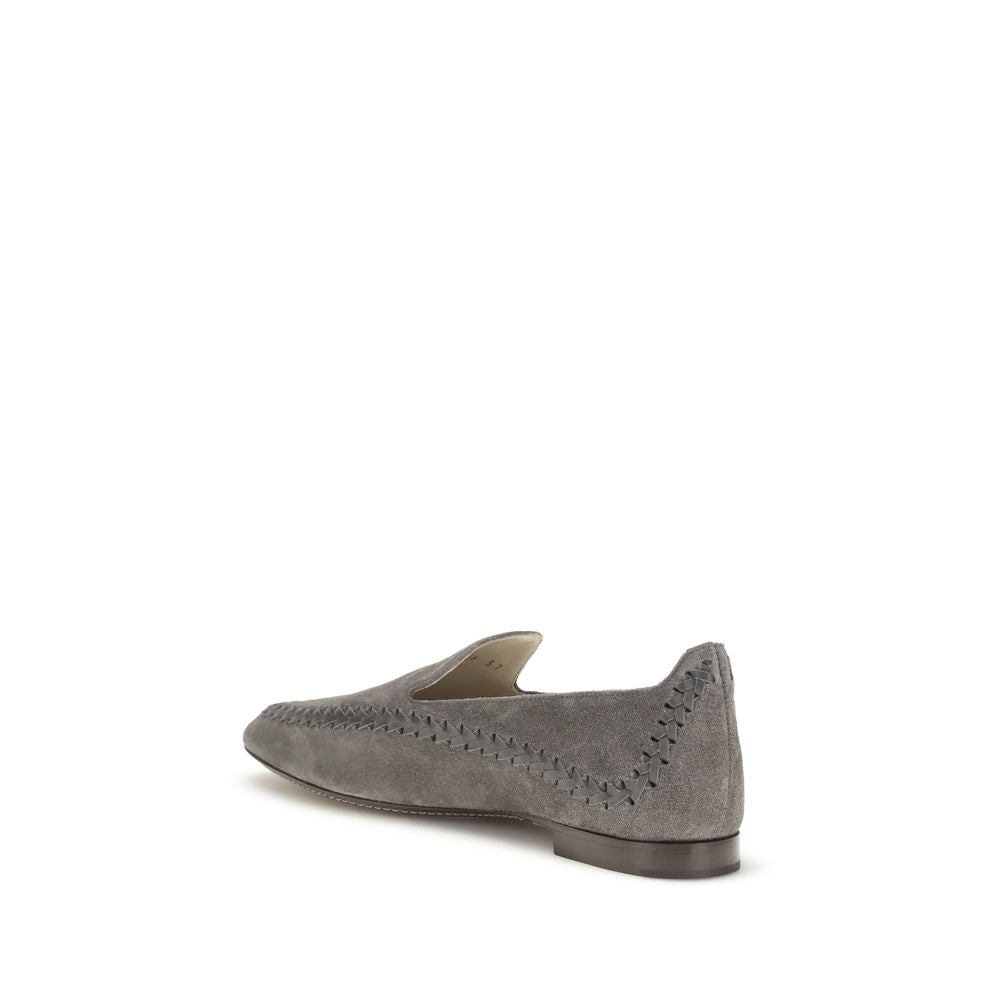 Giorgio Armani Gray Calf Leather Slip-On Loafers
