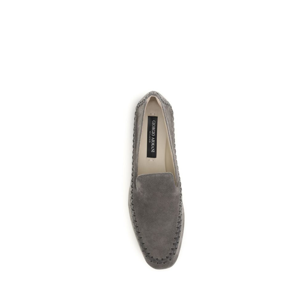 Giorgio Armani Gray Calf Leather Slip-On Loafers