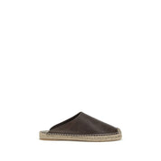 Brunello Cucinelli Brown Calf Leather Espadrilles Mules