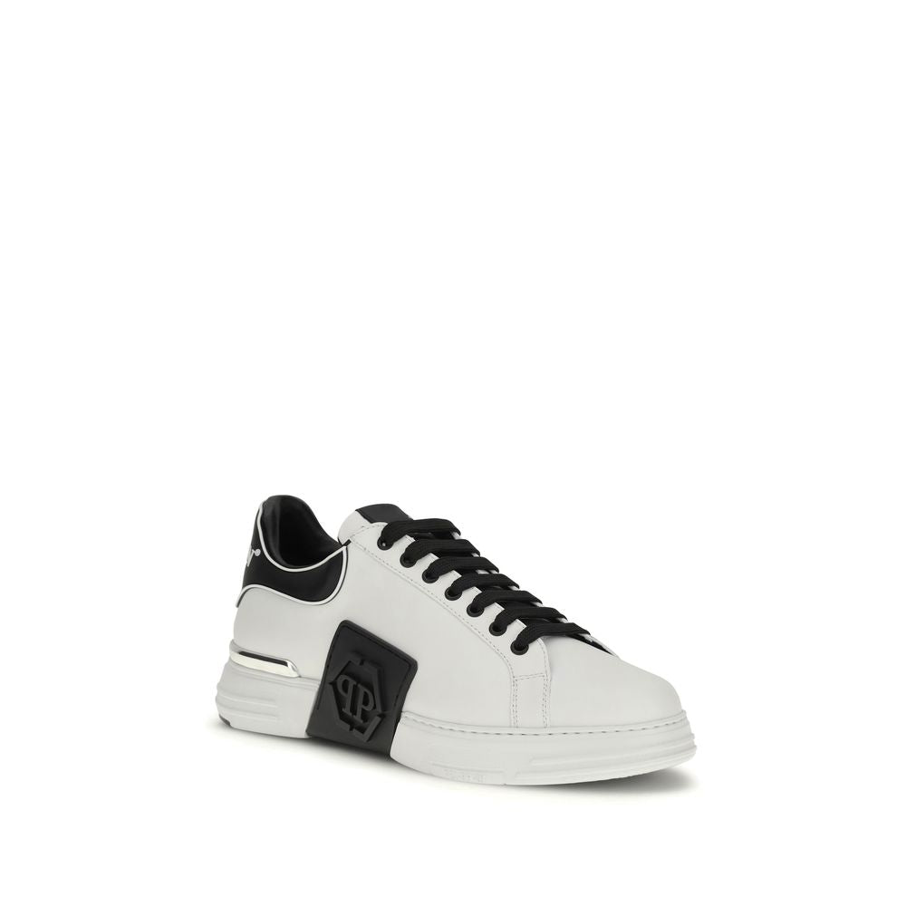 Philipp Plein White Calf Leather Low Top Sneakers