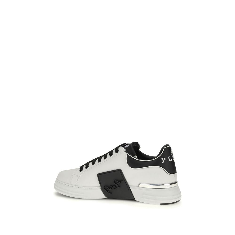 Philipp Plein White Calf Leather Low Top Sneakers