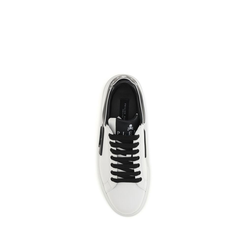 Philipp Plein White Calf Leather Low Top Sneakers
