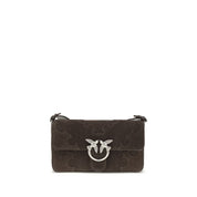 PINKO Brown Suede Calf Leather Shoulder Bag