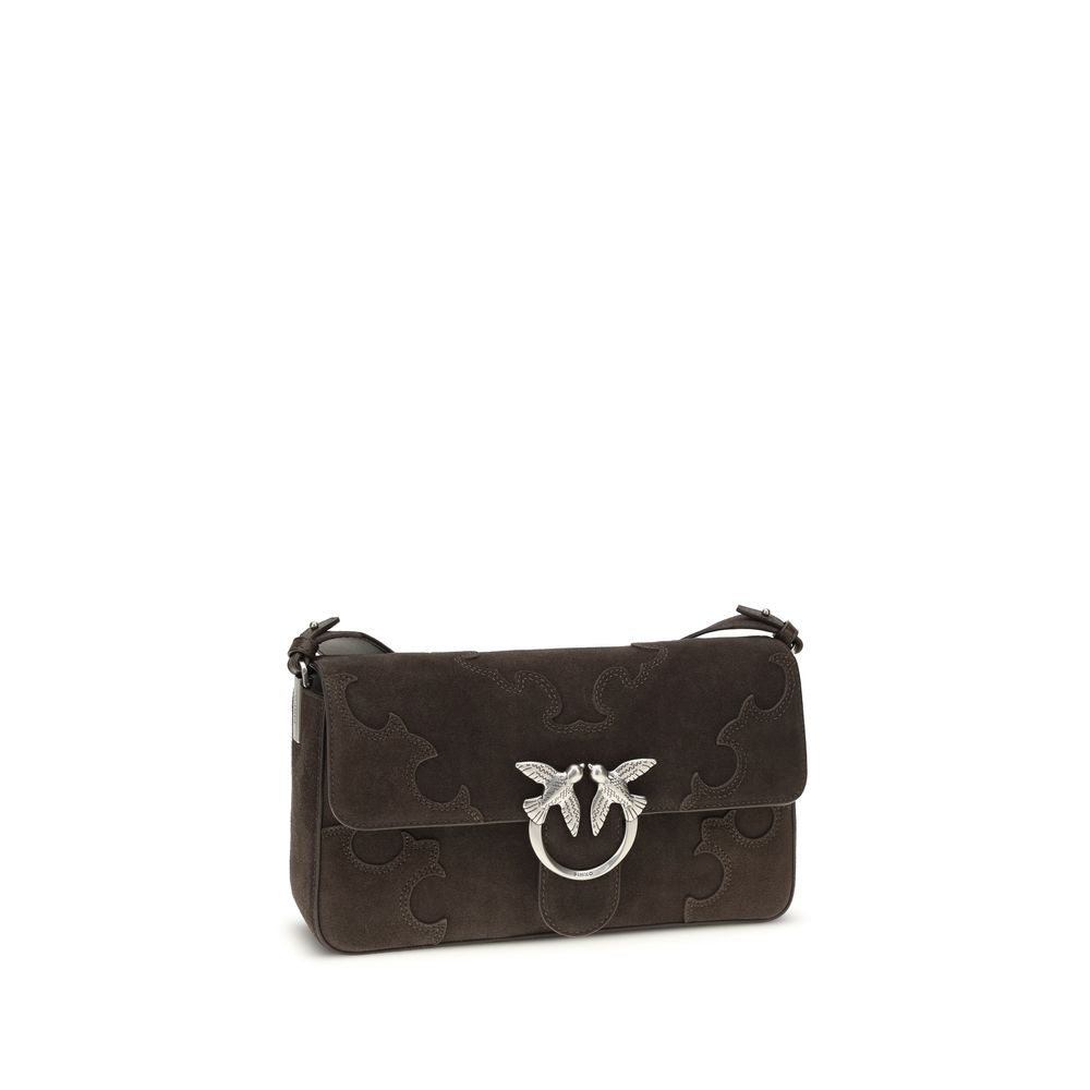 PINKO Brown Suede Calf Leather Shoulder Bag