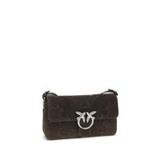 PINKO Brown Suede Calf Leather Shoulder Bag