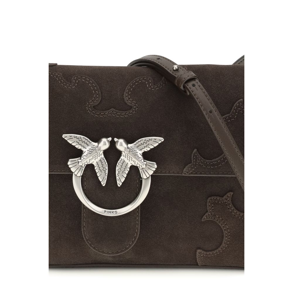 PINKO Brown Suede Calf Leather Shoulder Bag