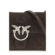 PINKO Brown Suede Calf Leather Shoulder Bag