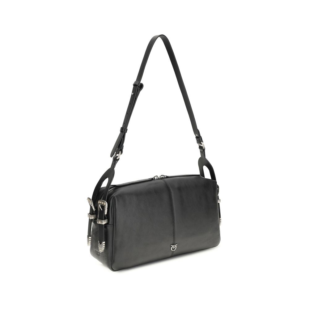 PINKO Black Calf Leather Shoulder Bag