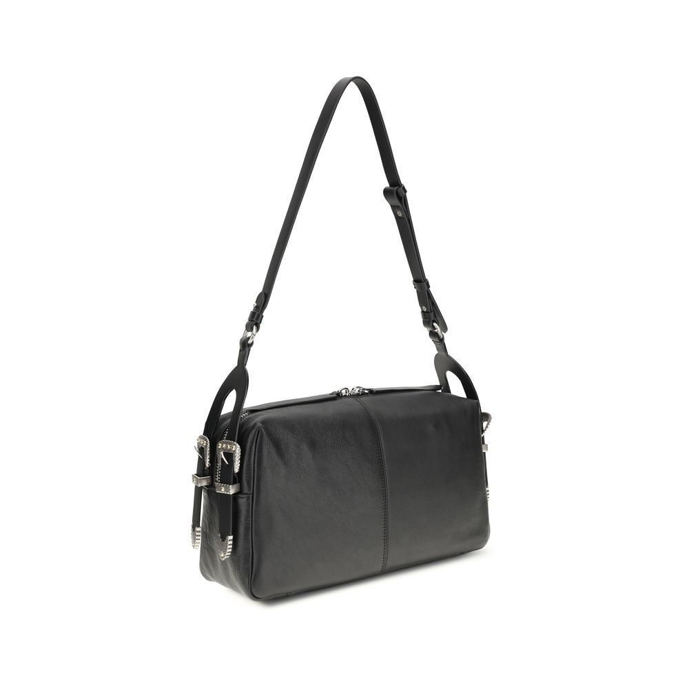 PINKO Black Calf Leather Shoulder Bag