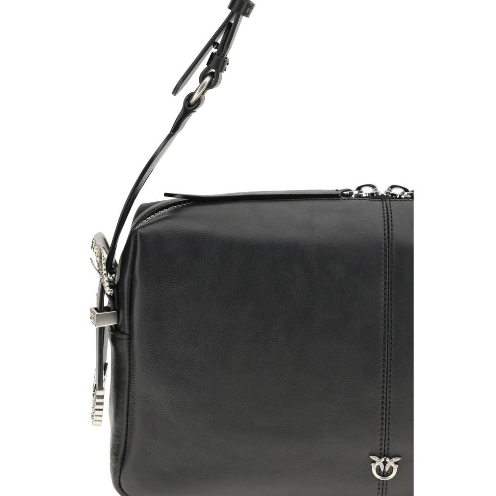 PINKO Black Calf Leather Shoulder Bag