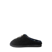 Ralph Lauren Black Cotton Faux Fur Slippers