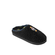Ralph Lauren Black Cotton Faux Fur Slippers