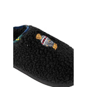 Ralph Lauren Black Cotton Faux Fur Slippers
