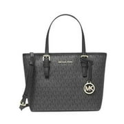 Michael Kors Black Signature Leather XS Jet Set Travel Tote