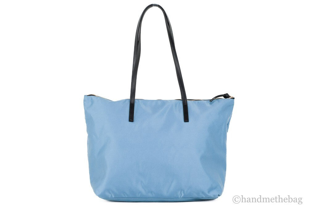 Versace Cornflower Blue Nylon Leather Tote Bag