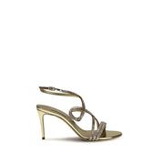 Casadei Gold Calf Leather Stiletto Heel Sandals