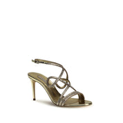 Casadei Gold Calf Leather Stiletto Heel Sandals