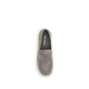 Prada Gray Calf Leather Slip-On Loafers