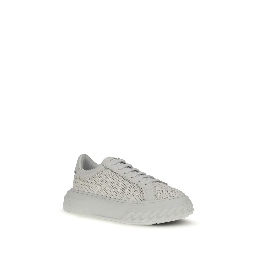 Casadei White Calf Leather Chunky Sneakers