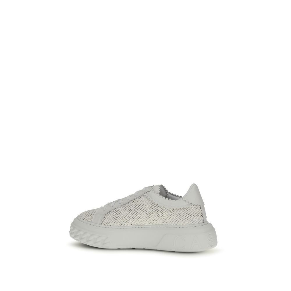 Casadei White Calf Leather Chunky Sneakers
