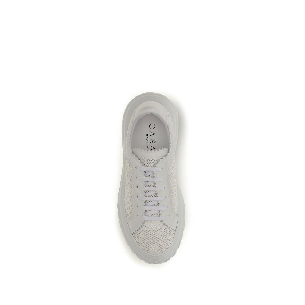 Casadei White Calf Leather Chunky Sneakers
