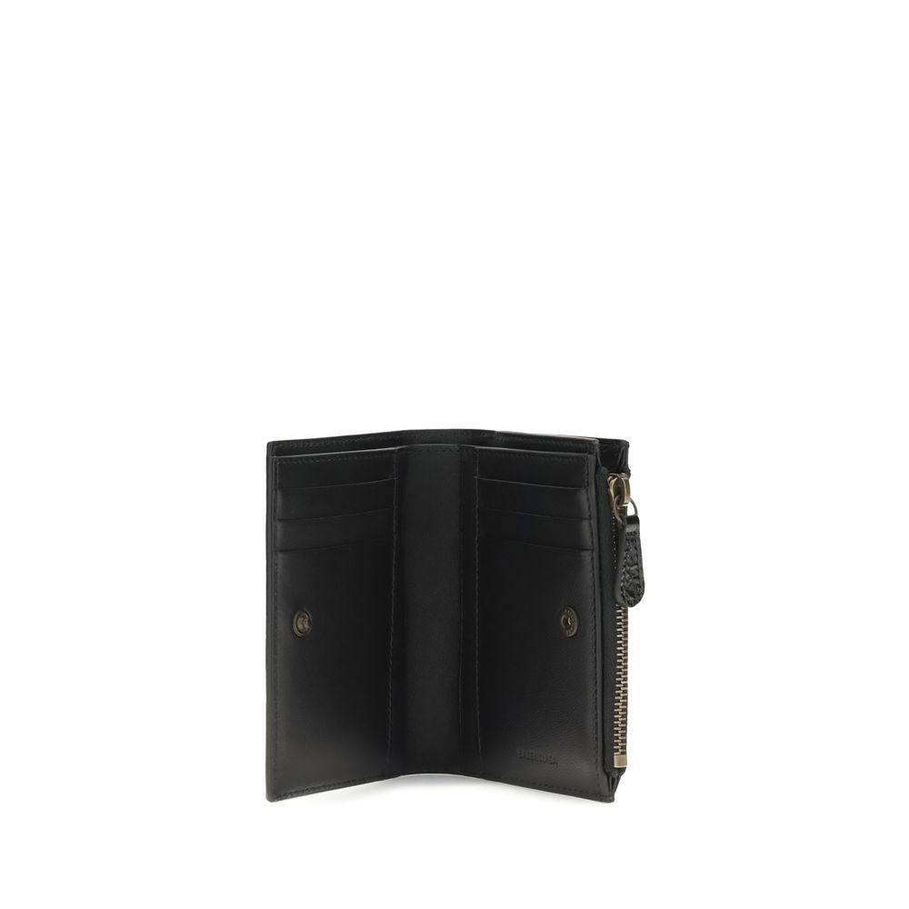 Balenciaga Black Lambskin Bi-fold Wallet