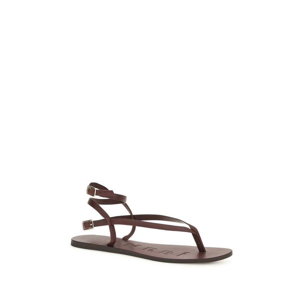 Manebí Brown Calf Leather Flat Sandals