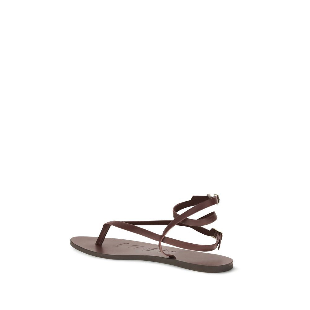 Manebí Brown Calf Leather Flat Sandals