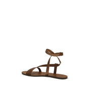 Manebi Brown Calf Leather Flat Sandals