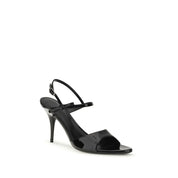 Balenciaga Black Calf Leather Stiletto Heel Sandals