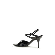 Balenciaga Black Calf Leather Stiletto Heel Sandals