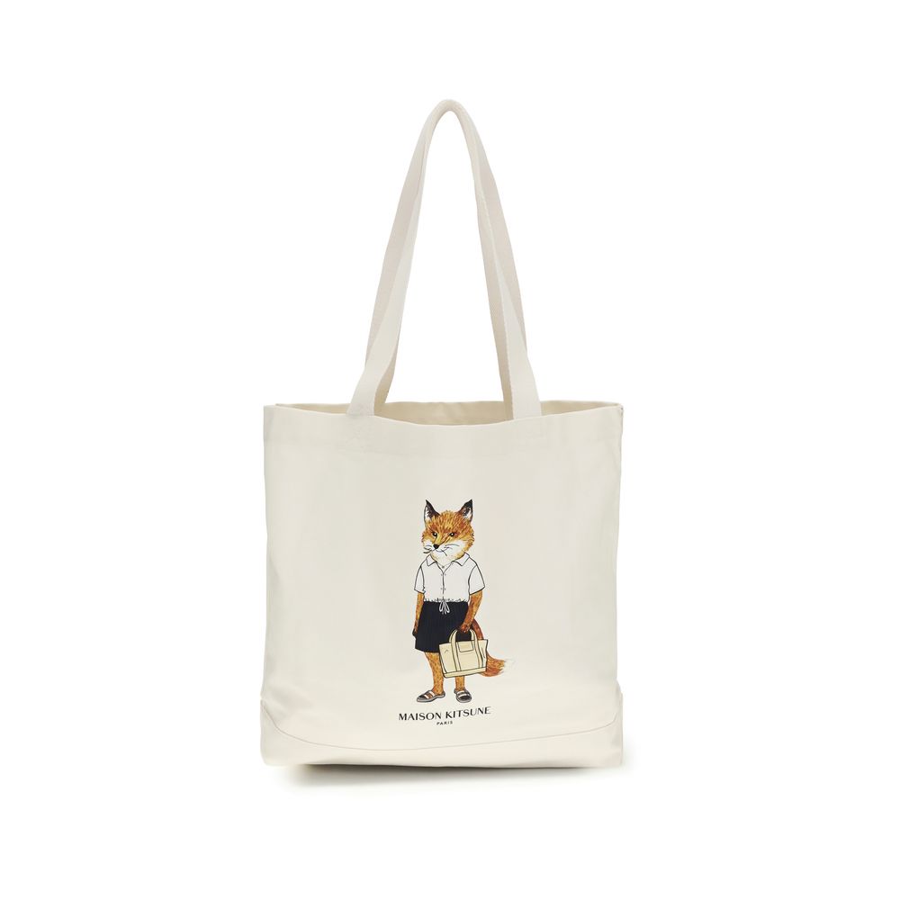 Maison Kitsuné Beige Cotton Tote Bag