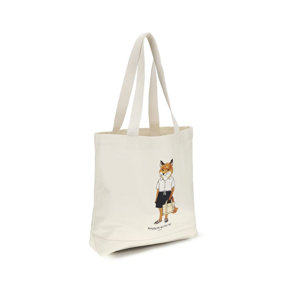 Maison Kitsuné Beige Cotton Tote Bag
