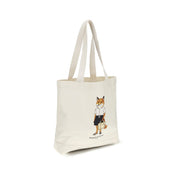Maison Kitsuné Beige Cotton Tote Bag