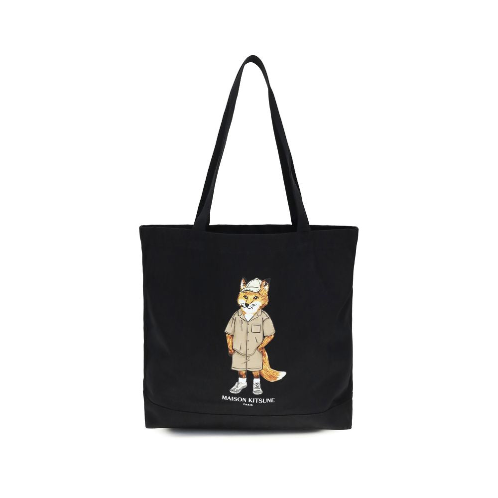 Maison Kitsuné Black Canvas Tote Bag