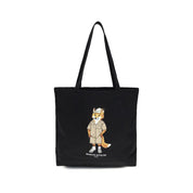 Maison Kitsuné Black Canvas Tote Bag