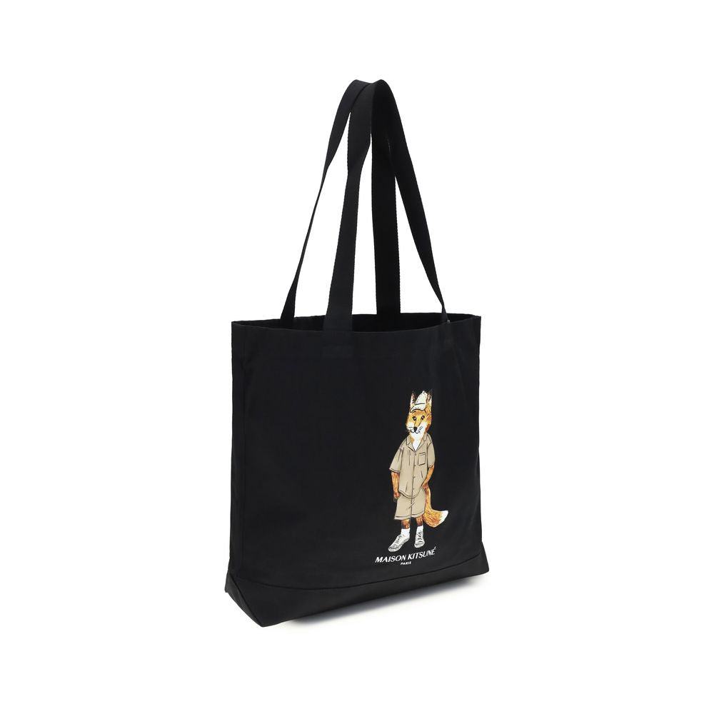 Maison Kitsuné Black Canvas Tote Bag